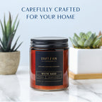 White Sage Candle, Premium Scented Candles for Men & Women | Summer Candle, Soy Candles | Mens Candles, Bedroom Candles for Men | Long Lasting Candles 8 oz 45 Hour Burn | Masculine Candle in Amber Jar