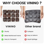 Vinino Silicone Brownie Pan With Dividers, 2 Pack Mini Loaf Pan for Baking Individual, Nonstick 12 Cups Square Muffin Cupcake Pans with Metal Reinforced Frame-Cream