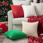 MIULEE Pack of 2 Corduroy Soft Soild Decorative Square Christmas Throw Pillow Covers Set Cushion Cases Pillowcases for Sofa Bedroom Car 18 x 18 Inch 45 x 45 Cm Red