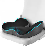 Deep U Tailbone Pain Relief Seat Cushion for Long Sitting on Office Chair, Wheelchair, Car Seat, Home Seat - Slope Curve Hemorrhoids Pillow for Hip, Tailbone, Coccyx, Sciatica Pain-Black/Gray