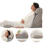 Bedluxe Adjustable 4pcs Bed Wedge Pillow Set, Memory Foam Wedge Pillow Post Surgery for Back, Neck, Leg Pain Relief, Pillow Wedge for Sleeping, Sitting up in Bed, Acid Reflux and GERD, Grey