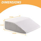 Bedluxe Leg Pillow, 8inch Leg Elevating Pillow for After Surgery, Blood Circulation, Leg Wedge Pillow for Side Sleeping, Leg Rest for Swelling, Cooling Gel Memory Foam Top, White/Grey
