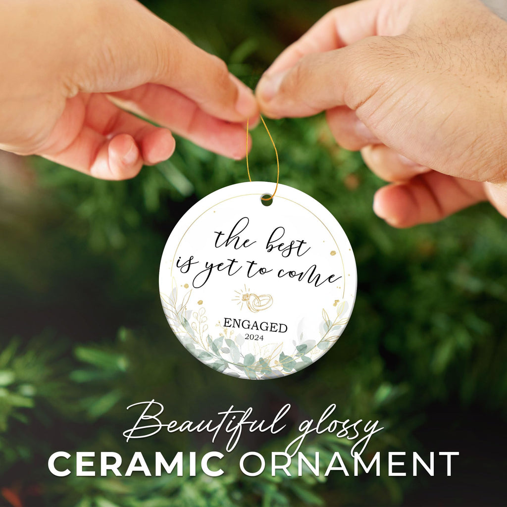 ZAGKOO Engagement Gifts for Couples - Gifts for Newly Engaged Couples - Engagement Gift for Her, Women, Friend, Fiancee - Happy Engagement, Just Engaged, Bride to Be - 2024 Christmas Ceramic Ornament
