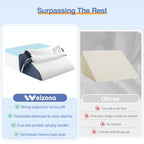 Welzona 8inch Wedge Pillow for Legs, Gel-Infused Memory Top Foam Layer Bed Wedge Pillow for Leg, Knee, Ankle, Triangle Leg Pillow Wedge for Side Sleeping, White/Navy Blue