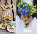 ilauke Natural Wood Slices 30Pcs 3.1''-3.5'' Unfinished Wood Crafts with Pre-drilled Hole, Wood Slices Ornaments for Christmas DIY Rustic Crafts Wooden Circles Coasters Wedding Decor, 33 Feet Twine