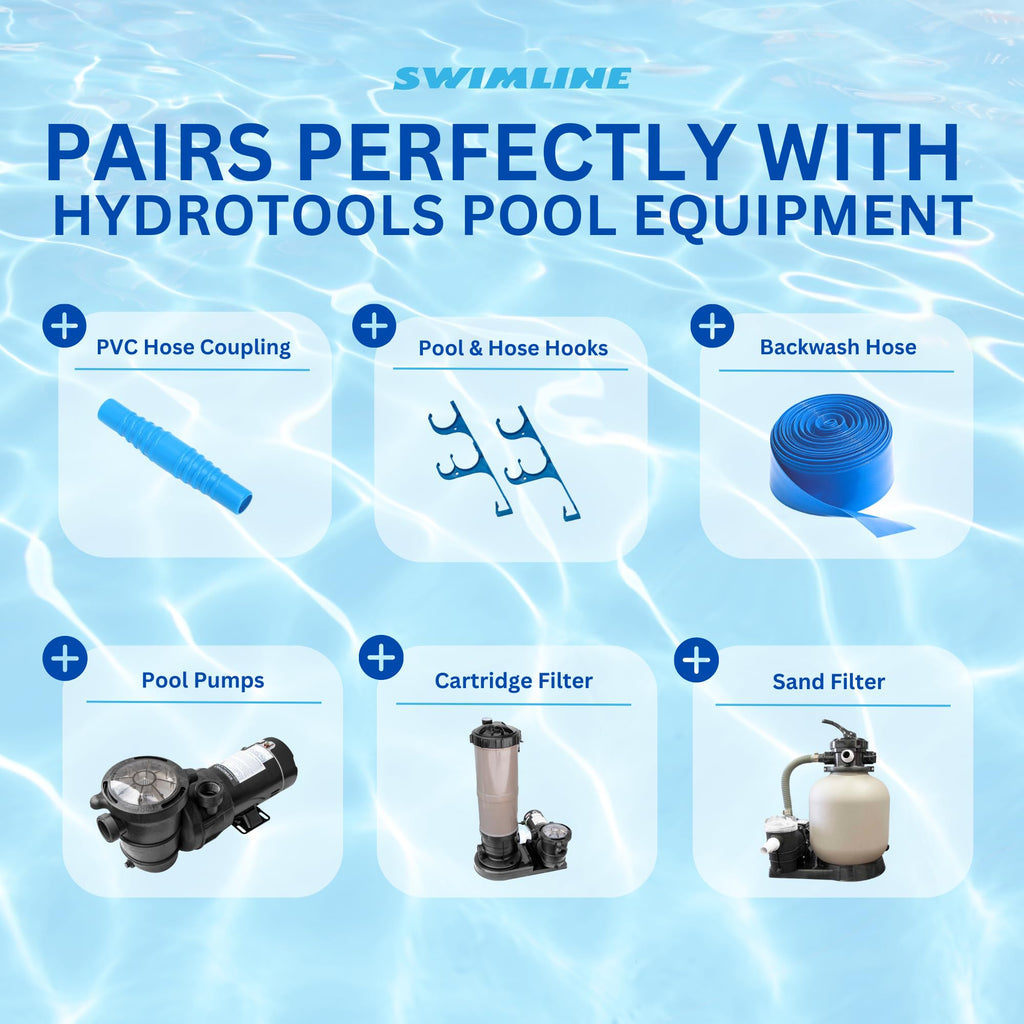 SWIMLINE HYDROTOOLS Pool Pump Filter Connection Hose W/ Cuff | 1.5 Inch X 3 Foot | Heavy-Duty Flexible, Durable & Leakproof | Chemical & UV Resistant | For Above Ground Pools Skimmer Filters & Pumps