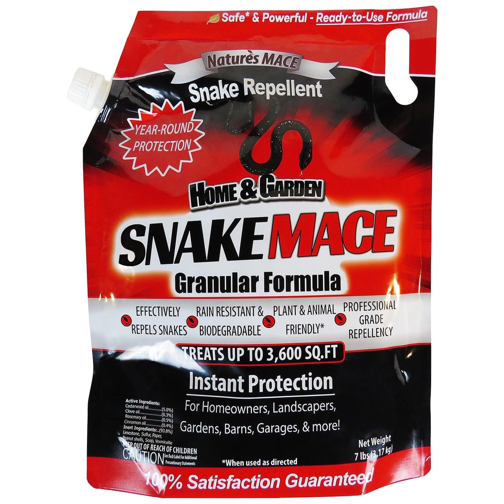 Nature’s MACE Snake Repellent 7LB Granular/Covers 3,600 Sq. Ft. / Keep Snakes Out of Your Garden, Yard, Home, attic and More/Snake Repellent/Safe to use Around Home, Children, & Plants