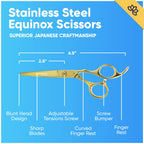Equinox Professional Razor Edge Series Barber Hair Cutting Scissors - Japanese Stainless Steel Salon Scissors - 6.5” Overall Length - Fine Adjustment Tension Screw - Premium Shears for Hair Cutting