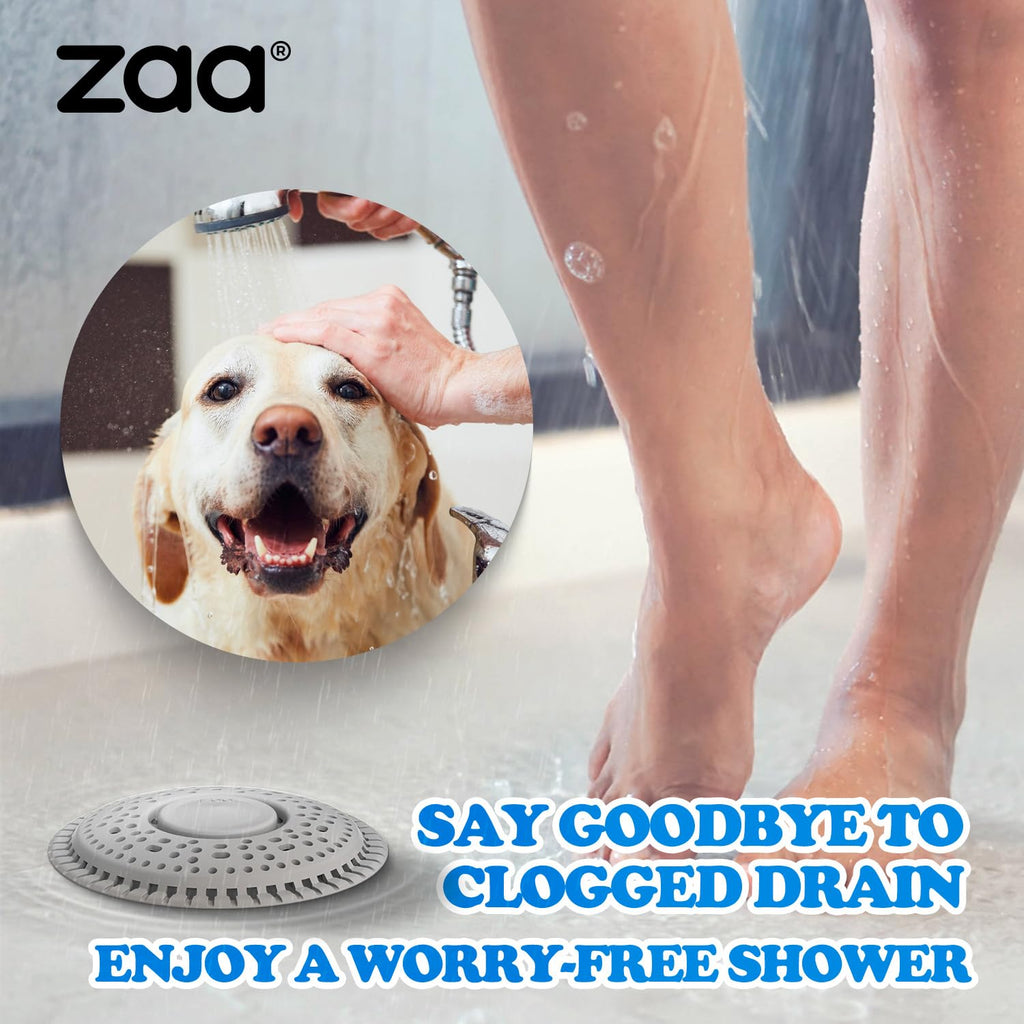 Shower Drain Hair Catcher, 2 Pack Premium Silicone Drain Protector & Shower Drain Cover for Regular Drains of Shower Room, Bathroom, Sink, Gray