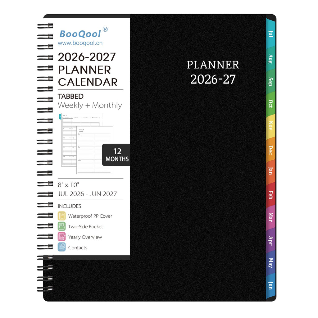 Planner 2026-2027 for Office, School, Home - Spiral Bound Academic Monthly Weekly Calendar July 2026 - June 2027 Organizer with To Do List, Tabs & PP Cover 8" x 10"