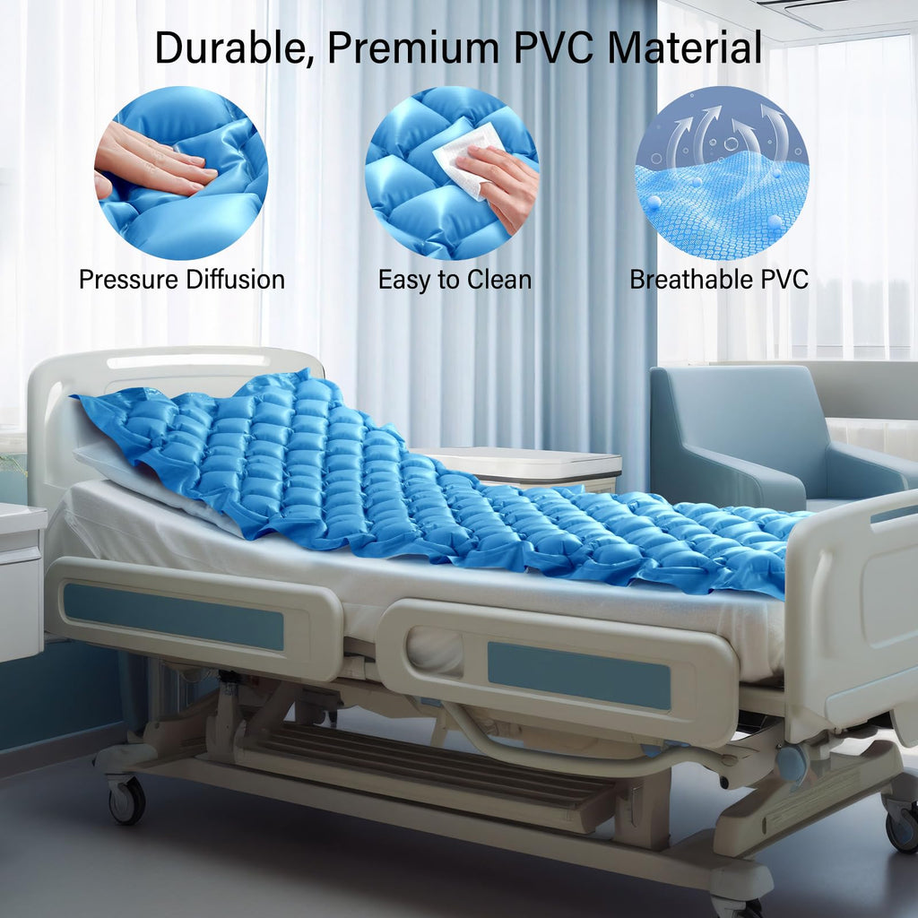 Careboda Alternating Pressure Mattress Anti Decubitus Air Pads with Electric Quiet Pump System, Pressure Sore Pad and Bed Sore Prevention, Air Mattress for Hospital Bed and Home Use Blue