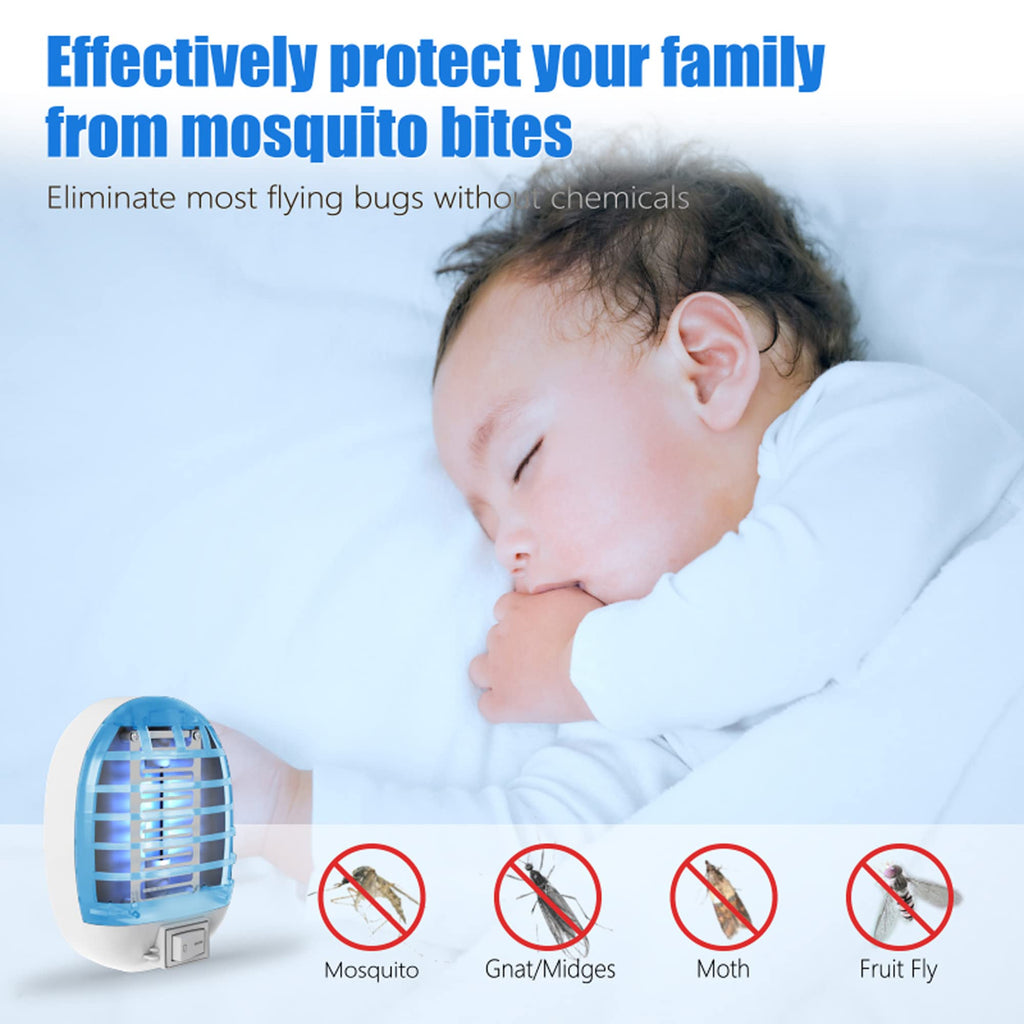 Bug Zapper Indoor, Electronic Fly Trap Insect Killer, Mosquitoes Killer Mosquito Zapper with Blue Lights for Living Room, Home, Kitchen, Bedroom, Baby Room, Office(2 Packs)