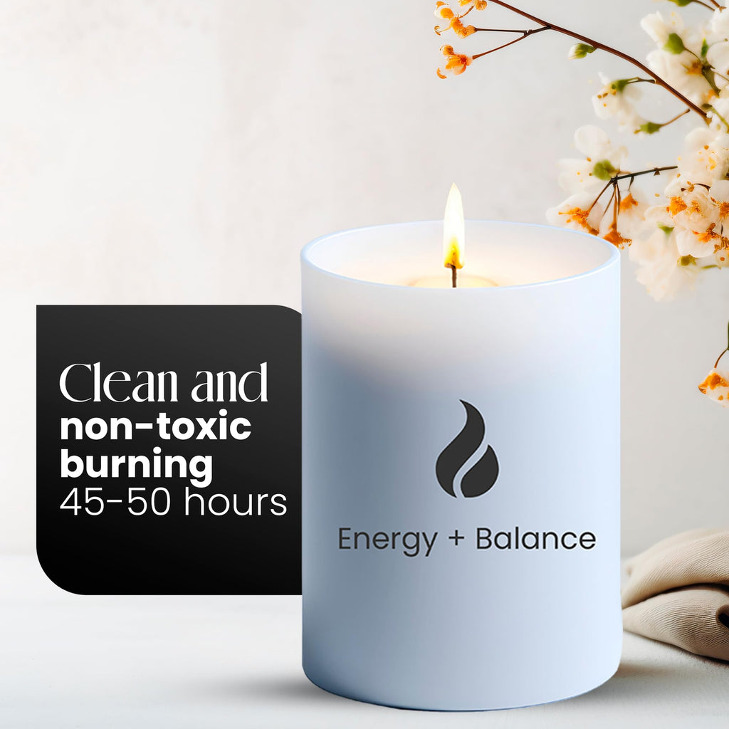 Natur IX Candle for Home, Sage & Bergamot Candles, Energy & Balance Non-Toxic Candle, 50 H Long Lasting, Aromatherapy Natural Soy Candle, Cleansing Luxury Candle, Gift Box, 8.3oz