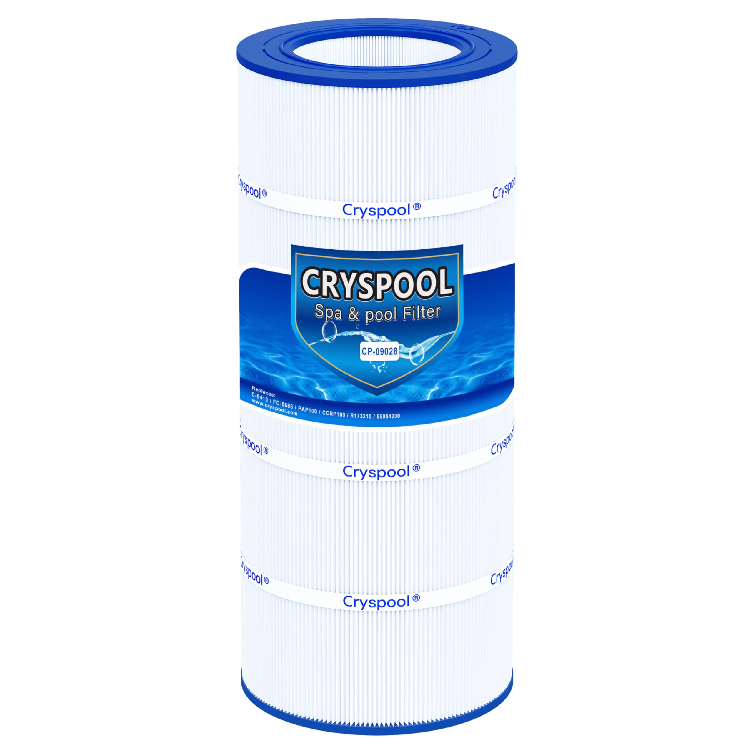 Cryspool® 09028 Filter Compatible with CC100, Clean & Clear CCRP100, R173215, Predator-100, Posi-Clear PXCRP 100, PAP100, C-9410,FC-0686, 100 Sq. Ft Pool Filter Cartridge, 1 Pack