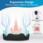 Memory Foam Seat Cushion,Office Chair Cushion,Car Seat Cushion,Tailbone Pain Relief Cushion,Sedentary & Coccyx & Back Pain Relief,Sciatica Support,Non-Slip Cushions,Portable & Washable (Black)