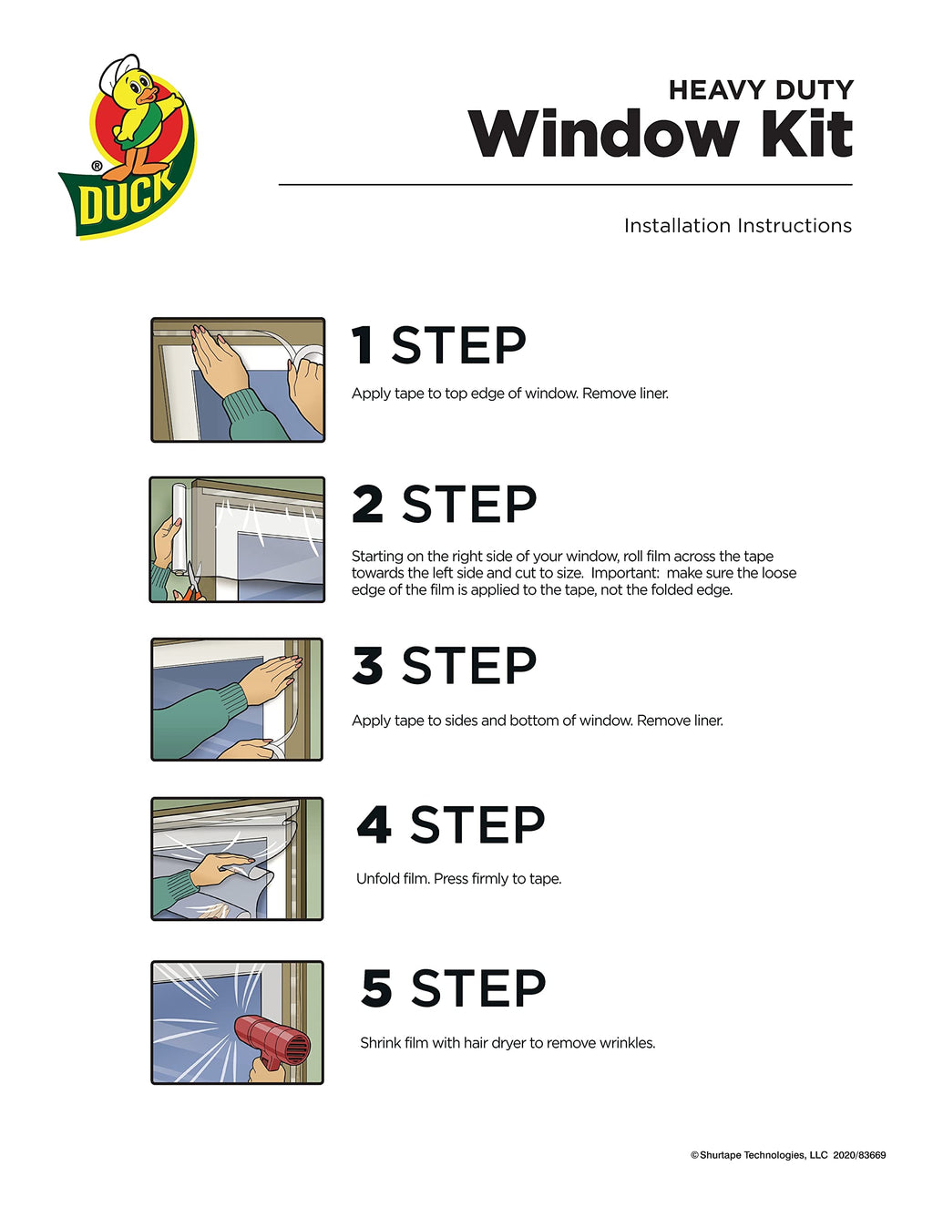 Duck MAX Strength Window Insulation Kit, Winter Window Seal Kit Fits Patio Doors & Large Windows, Heavy Duty Shrink Film Insulator, Indoor Installation, Window Tape Included, 84" x 120", Clear, 1 Pack