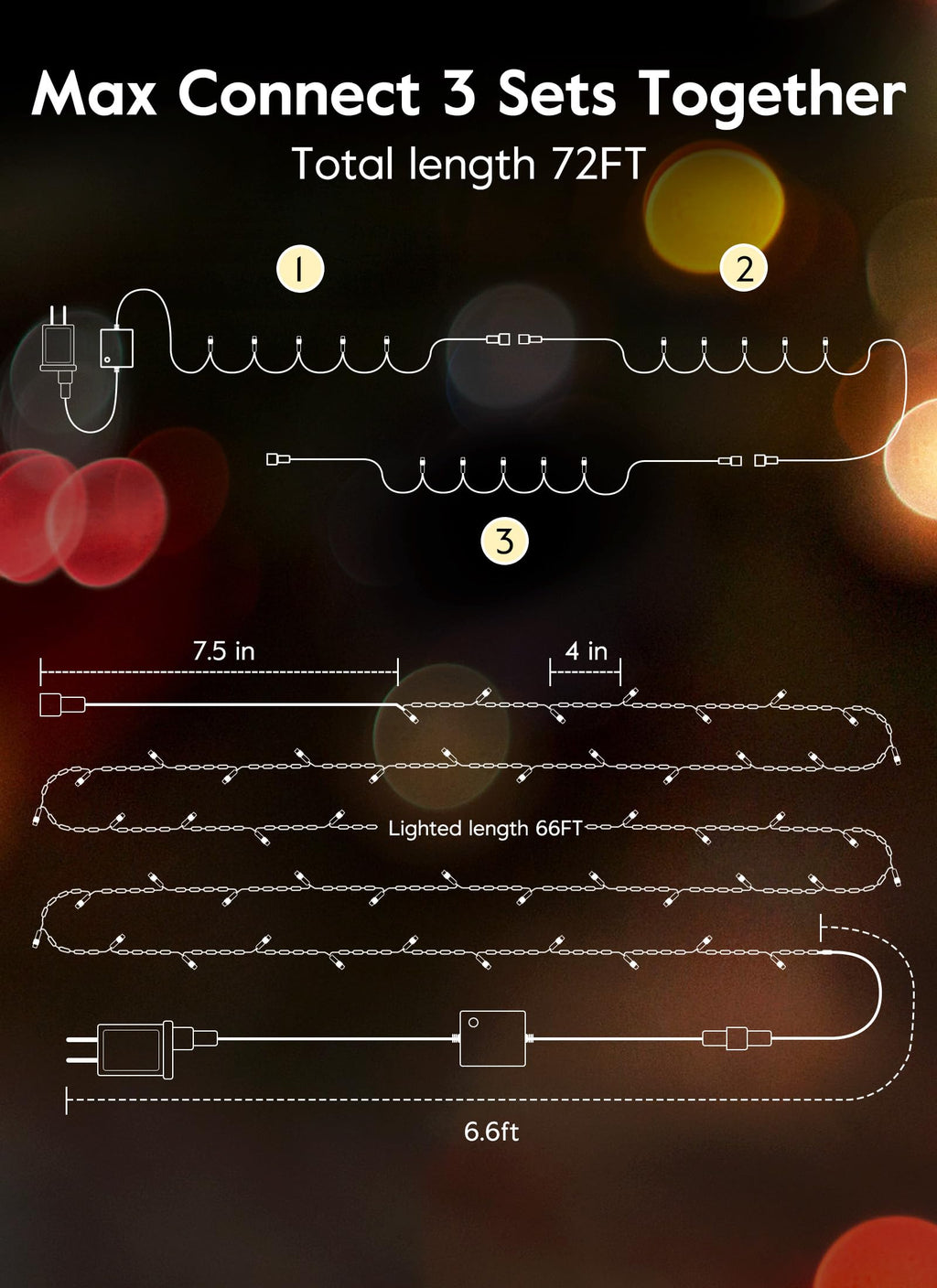 66FT 200 LED Christmas Tree Lights, Twinkle Fairy Lights String with 8 Flashing Modes String Lights for Indoor Bedroom Outdoor Christmas Trees Garland Wreath Holiday Decorations, Warm White