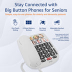 SMPL Big Button Phone for Seniors, Simple Corded Landline Home Telephone for Elderly, Handicap, Alzheimer’s, Dementia, Hearing & Vision Impaired 56010