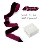 DINDOSAL Burgundy Velvet Ribbon 1.5 Inch Maroon Frayed Silk Velvet Ribbon Rustic Burgundy Christmas Velvet Ribbon Gift Ribbon Raw Edge Boho Ribbon Wedding Invitation Bridal Bouquet Ribbon -3yards