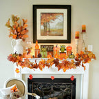 DearHouse 2 Pack Fall Garland Maple Leaf, 5.9Ft/Piece Hanging Vine Garland Artificial Autumn Foliage Garland Thanksgiving Decor for Home Wedding Fireplace Party Christmas (Light Orange)