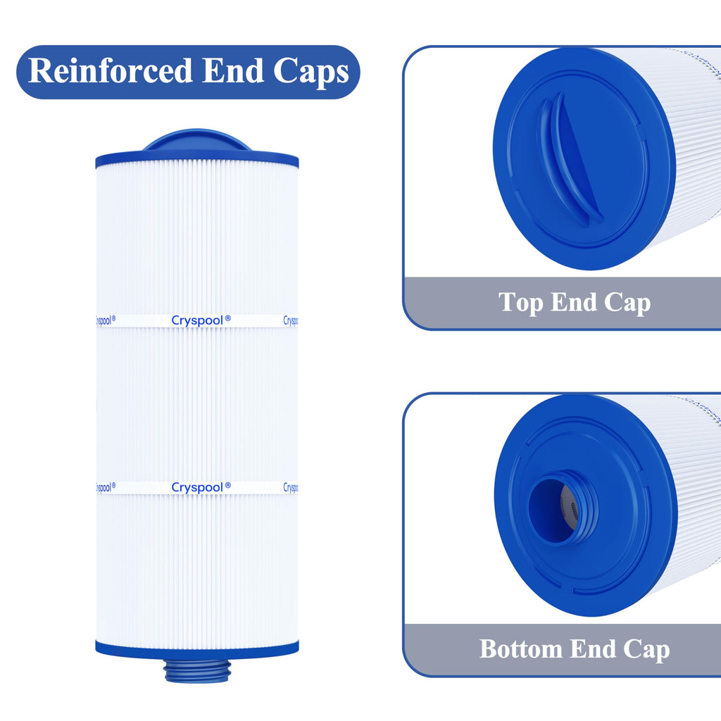 Cryspool® 06046 Filter Compatible with J-300, J400, 6CH-960, FC-2800, PJW60TL-F2S, 14081, 6540-383, Premium, Closed Handle(Not Removable Tops), 60 Sq. Ft Spa Filter Cartridge, 2 Pack