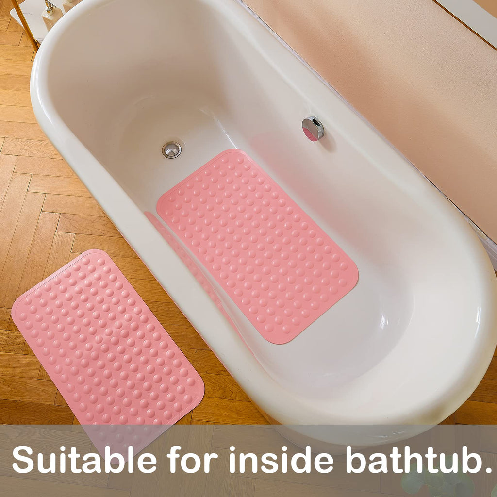 Yanzifly Bathtub Mat Non Slip Bath Mat for Tub Silicone Soft & Safe, Bath Tub Mat Non Slip Shower Mats, Suction Cups Bath Tub Anti Slip Matt for Kids Elderly Non Toxic, Machine Washable - Pink