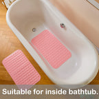 Yanzifly Bathtub Mat Non Slip Bath Mat for Tub Silicone Soft & Safe, Bath Tub Mat Non Slip Shower Mats, Suction Cups Bath Tub Anti Slip Matt for Kids Elderly Non Toxic, Machine Washable - Pink