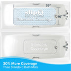 SlipX Solutions Power Grip Extra Long Bath Tub & Shower Mat 39x16, Wet Floor Non-Slip for Elderly & Kids Bathroom, 30% Longer Bathtub Mats, 200 Suction Cups, Drain Holes (1, White)
