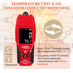 Lunarlipes Handheld Carbon Monoxide Meter, Portable Carbon Monoxide Detector with Temperature Sensor ＆ LCD Color Display, Professional-Grade CO Meter Tester 0-1000PPM Range (Includes Battery x3)