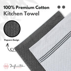 Infinitee Xclusives 100% Cotton Kitchen Towels - 15x25 Inch Ultra Soft Tea Towel, Super Absorbent Terry Dish Towels for Kitchen Linens |Grey|