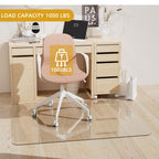 Tcyzest Tempered Glass Chair Mat 48" x 32",1/5" Thick for Office Desk,Rolling Chair Mat for Carpet, Odorless, Easy to Clean with 4 Non-Slip Pads for Carpet & Hardwood Floors