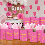 Tinlade 30 Pcs Thank You Gift Bags with Tissue Paper Gold Thank You Wedding Bags with Handle for Graduation Business Shopping Wedding Baby Shower Party Favors(Rose Red)