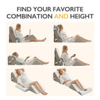 BDEUS 4-PCS Orthopedic Bed Wedge Pillow Set for Post-Surgery Recovery & Pain Relief - Adjustable Foam Support Pillows for Back, Leg, Neck & Shoulder Pain. Triangle Body Wedges for Sleeping, Sitting Up