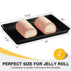 HONGBAKE 2 Pack Half Sheet Pan Set, 1/2 Cookie Sheets for Baking with Diamond Texture, 17.5" x 12" Large Baking Sheets Non Stick, Non Toxic Oven Trays for Cooking, 57% Thicker Carbon Steel, Dark Gray