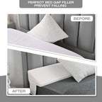 Queen Size Wedge Pillow Headboard Gap Bed Crack Filler Triangle Nora Pillows Long Plus Gap(0-8") Between Mattress and Headboards for Dorm Sleeping Backest Room Accessories Apartment Must Haves White
