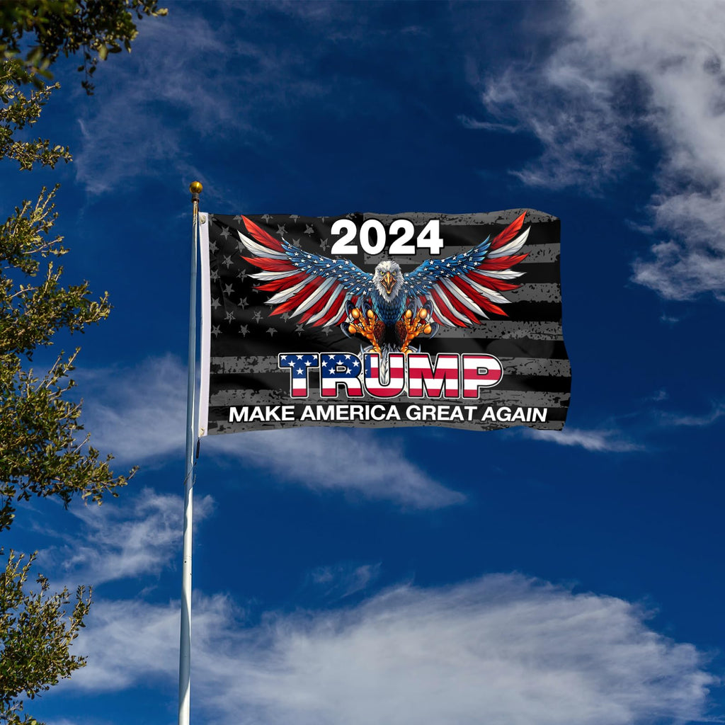 Trump 2024 Flag, Trump 3x5 FT Flag Make America Great Again Banner with Brass Grommets for Indoor Outdoor Decorations (black1)