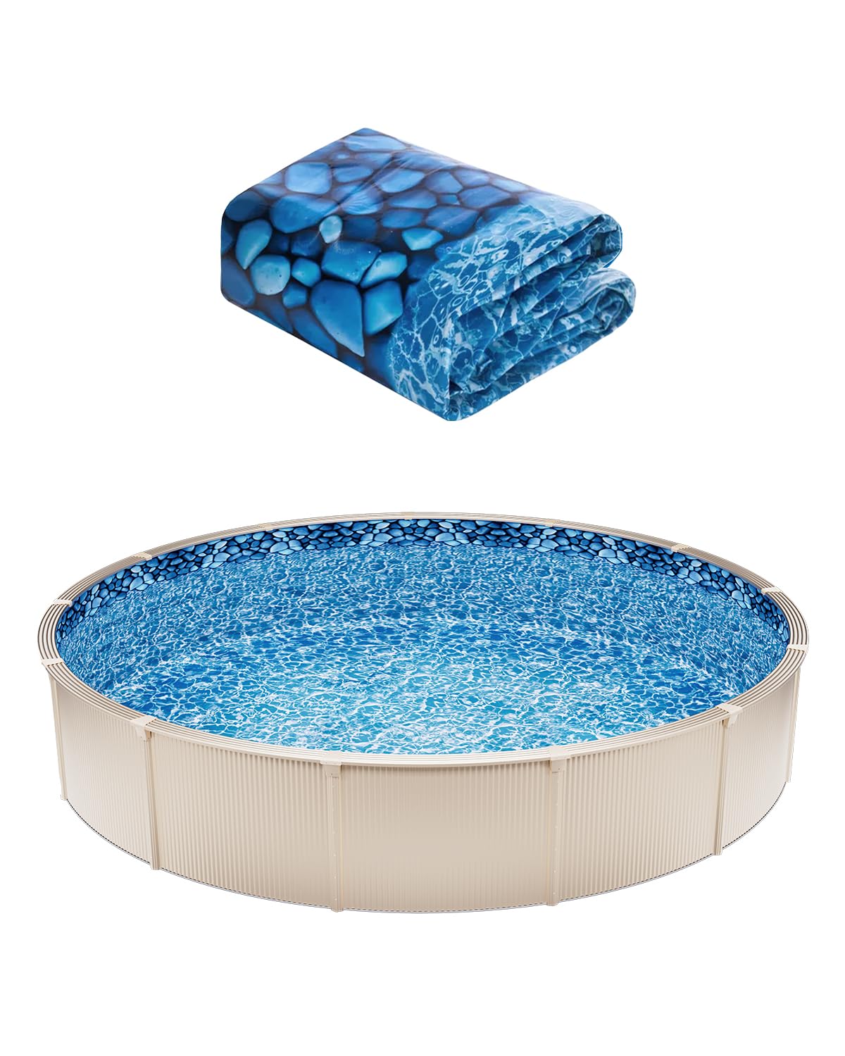 VEVOR 8-ft Round Above Ground Pool Liner, Overlap Pool Liners, Standard Gauge Vinyl, 48-to-54inch Wall Height, Designed for Steel Sided Above-Ground Swimming Pools