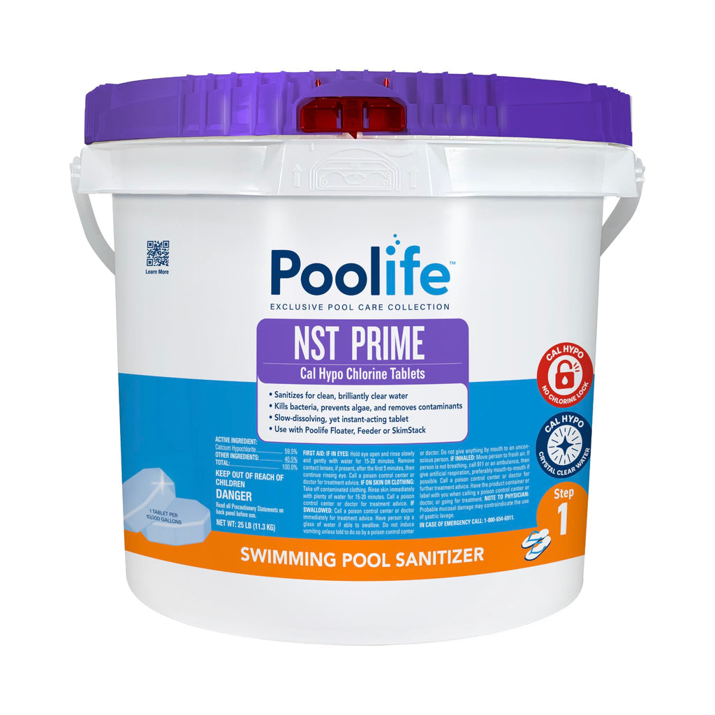 Poolife NST Tablets for Pool Sanitation, Clear Water & Prevent CYA Buildup - Slow-Dissolving Calcium Hypochlorate - Pool Chlorine Tablets Work with NST Feeder, Floater & Skimmer - 20.2 lb