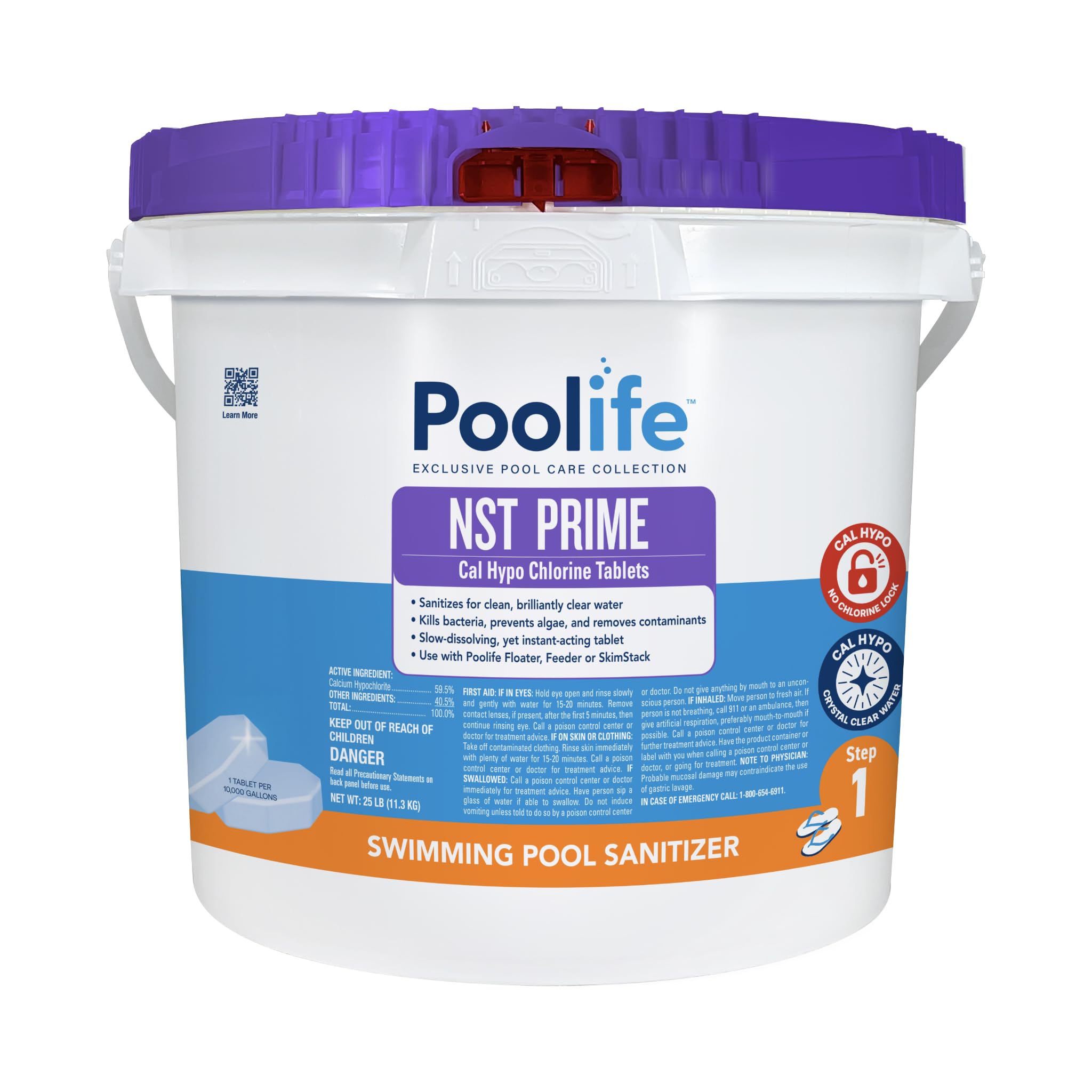 Poolife NST Tablets for Pool Sanitation, Clear Water & Prevent CYA Buildup - Slow-Dissolving Calcium Hypochlorate - Pool Chlorine Tablets Work with NST Feeder, Floater & Skimmer - 20.2 lb