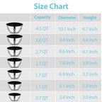 YIHONG 7 Piece Metal Mixing Bowls with Lids for Kitchen, Stainless Steel Set Ideal for Baking, Prepping, Cooking and Serving Food, Nesting Design for Space Saving Storage(Black)