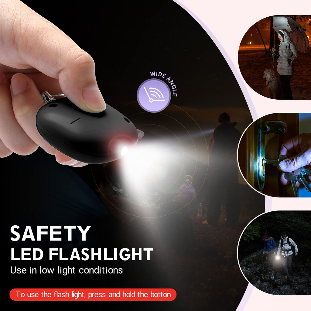 Safe Sound Personal Alarm, 130 dB Loud Siren Song Emergency Security Alarm Keychain with LED Light, Personal Sound Safety Siren for Women, Men, Children, Elderly(Black)