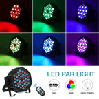 JAJALUYA LED Par Lights 36 LED Stage Lights 7 Modes RGB DJ Lights with Sound Activated Remote and DMX Control DJ Uplighting for Birthday Party Events Wedding Christmas Stage Lighting (8 Packs)