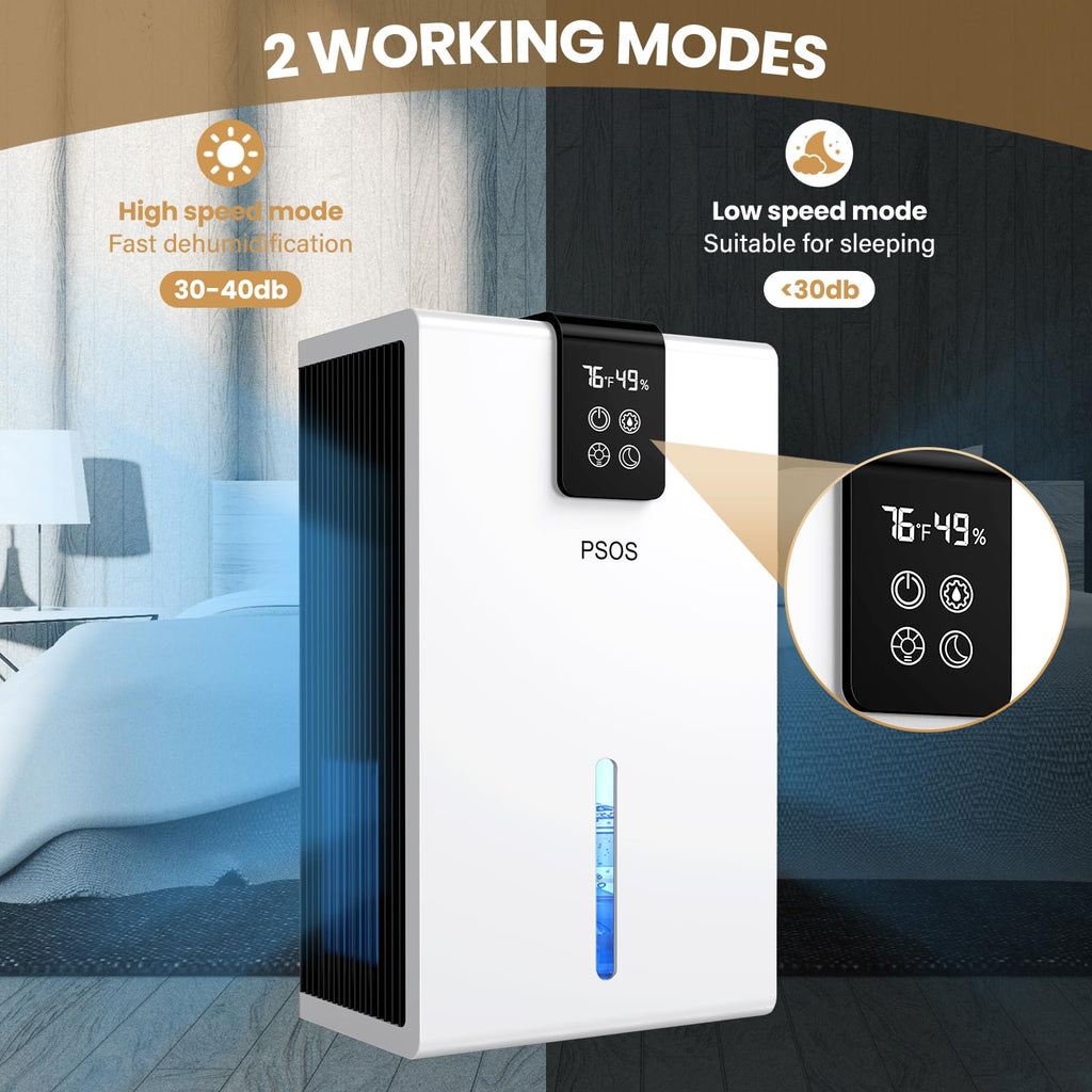 Dehumidifier, 118 OZ Dehumidifier for Home (980 sq.ft), Dehumidifiers for Basement, Bathroom, Bedroom, Quiet with Humidity monitoring, Auto Shut Off, Sleep Mode, 7 Colors LED Light, RV, Closet, White