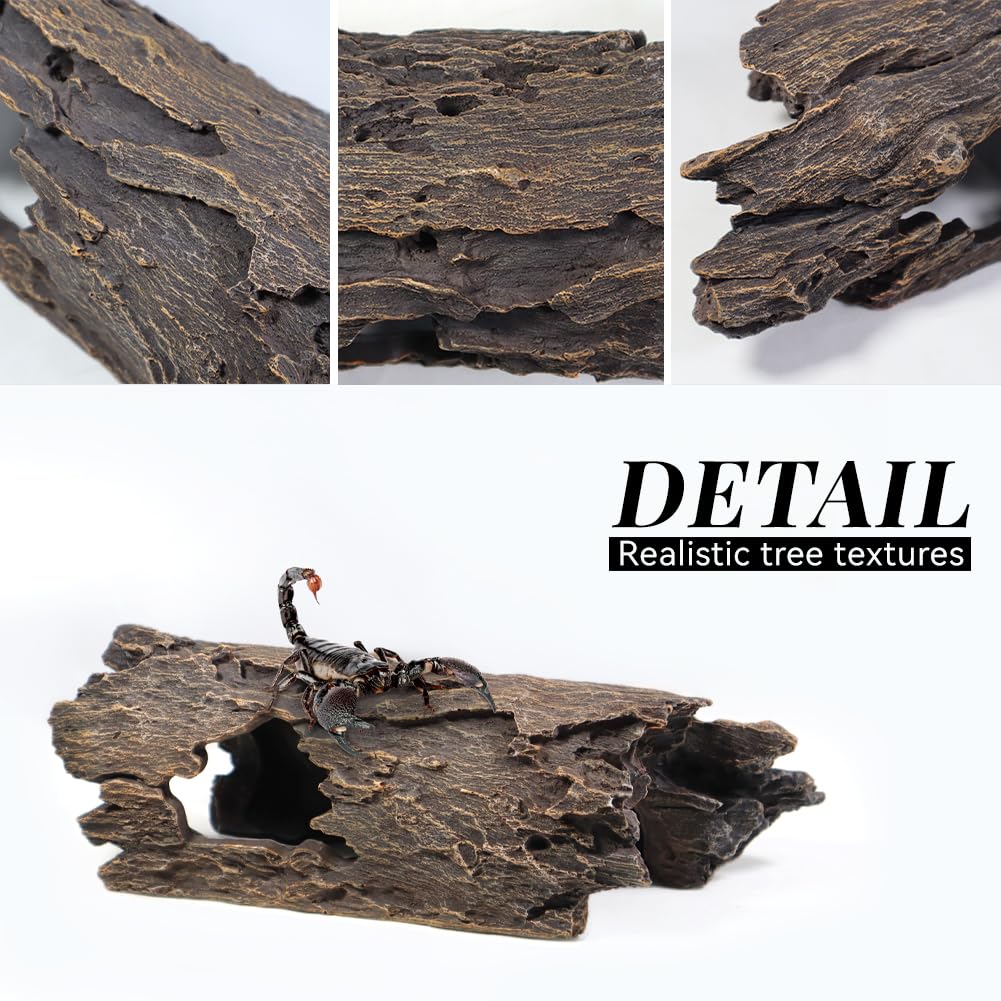 Large Reptile Hide Leopard Gecko Tank Accessories Driftwood for Aquarium Natural Hollow Log for Betta Fish Hideout Bearded Dragon or Ball Python Tank Accessories(13.8")
