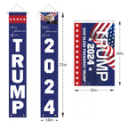 Trump 2024 Flag - 3 x 5 FT Double Sided 3 Ply "God Bless President Trump" Flags with 2024 Hanging Banners Set - Memorial Day Decorations - 4th of July Decorations - Donald Trump Sign for Outdoor Home
