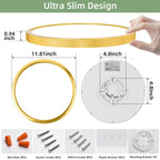 hykolity 12 Inch Selectable CCT LED Round Flat Panel Light, 24W 3000K/4000K/5000K, Edge-Lit Flush Mount Ceiling Light Fixture for Kitchen, Bedroom, Laundry and Closet Room，Gold
