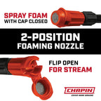 Chapin 22541 Pump Sprayer, 1‑Gallon, Foaming, Lawn & Garden, Translucent Poly Tank, Adjustable Nozzles, Anti‑Clog Filter, 12" Wand, 34" Reinforced Hose for Weed, Pest, Fertilizer Applications, 2 Pack