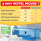 Motel Mouse Humane Mouse Traps No Kill Live Catch and Release 4 Pack - Reusable, Easy to Use & Clean, No Touch Release, Sensitive Includes Cleaning Brush, Instruction Manual & Video - Mousetrap Indoor
