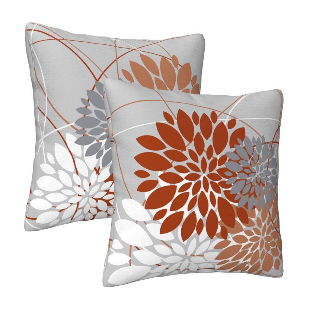Drmstow Orange Pillow Covers 18x18 Inch Dahlia Fall Throw Pillow Covers Farmhouse Outdoor Home Decorative Pillow Cushion Cases for Sofa Bed Living Room, Set of 2
