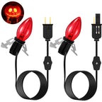 Enhon 2 Pack Accessory Cord with 1 LED Light Bulb, Blow Mold Light with C7 Lamp, Black Cord with On/Off Switch Plug, Christmas Village Light for Holiday Indoor Decor Craft Projects (Red)